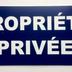 Panneau "PROPRIÉTÉ PRIVÉE" format 150 x 300 mm fond bleu