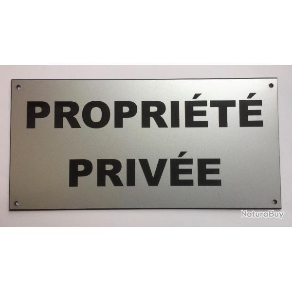 Panneau "PROPRIT PRIVE" format 150 x 300 mm fond argent