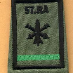 Passant d´épaule 57° RA  -  57° Régiment d'Artillerie liseré vert