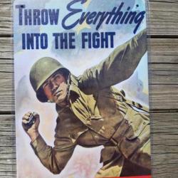 PLAQUE METAL PROPAGANDE U.S. WWII "THROW EVERYTHING INTO THE FIGHT"