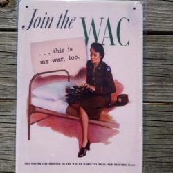 PLAQUE METAL PROPAGANDE U.S. WWII "JOIN THE WAC"