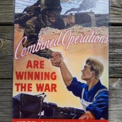PLAQUE METAL PROPAGANDE U.S. WWII "COMBINED OPERATIONS ARE WINNING THE WAR"