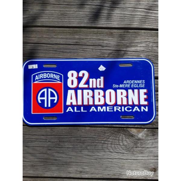 PLAQUE PLASTIQUE TYPE LICENSE PLATE "82ND AIRBORNE ALL AMERICAN"