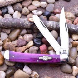 Couteau Canif Rough Rider Trapper Purple Smooth Bone Manche Os Lames Acier 440 RR1254