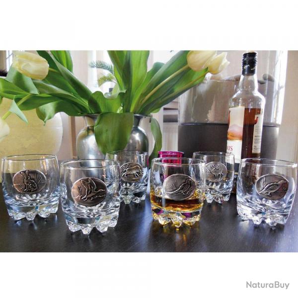 Verres  Whisky 30 cl dcor tain relief de gibiers Lot de 6