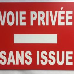 Panneau "VOIE PRIVÉE SANS ISSUE" format 200 x 300 mm fond ROUGE