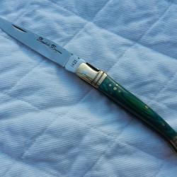 couteau Laguiole Bougna manche bois parkérisé vert longueur 18,5 cm
