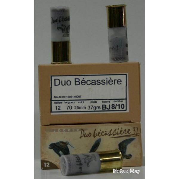 CARTOUCHE JOCKER DUO BECASSIERE 37GR BOURRE JUPE PLOMBS DE 8/10 CAL. 12/70 X10