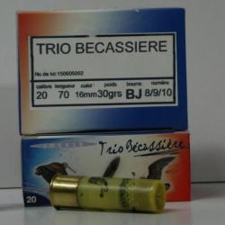 CARTOUCHE JOCKER TRIO BECASSIERE BOURRE JUPE 30GR PLOMBS DE 8/9/10 CAL. 20/70 X10