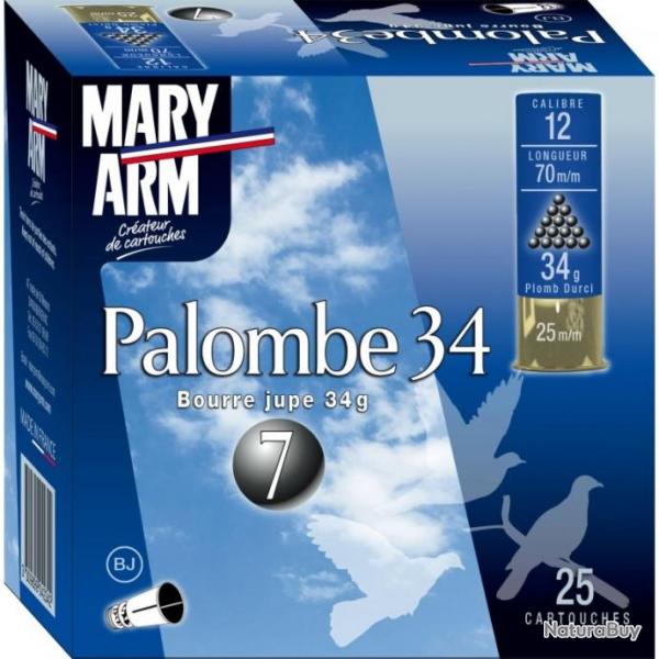 Cartouche PALOMBE 34 cal 12 Mary Arm Plomb