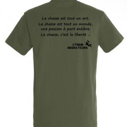 Tee shirt kaki philosophie de la chasse XTREM MIGRATEURS