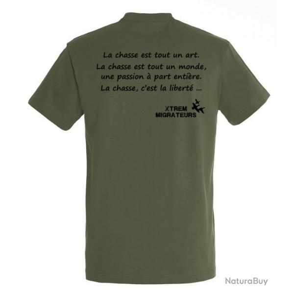 Tee shirt kaki philosophie de la chasse XTREM MIGRATEURS
