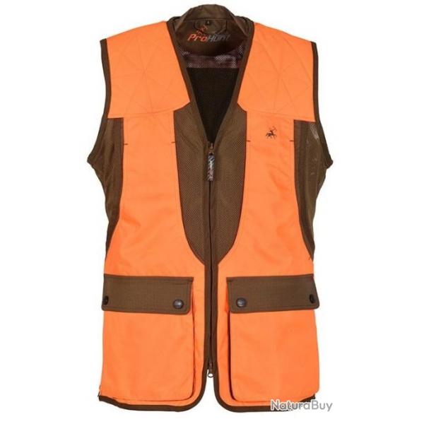 Gilet de chasse sans manches Grouse kaki et orange Pro Hunt