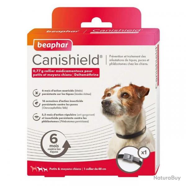 BEAPHAR CANISHIELD 1 Collier Anti tiques, puces et phlbotomes - Petit & moyens chiens (= SCALIBOR)