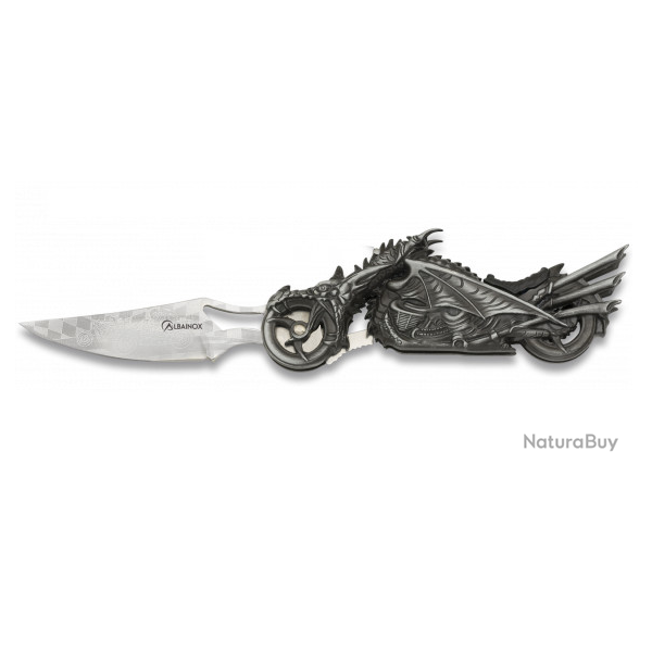 Couteau Pliant Moto dragon  lame de 8.5 cm avec lampe