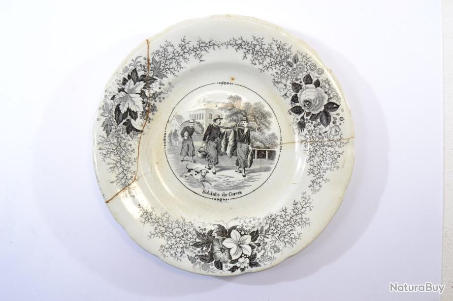 Assiette Niderviller Dryander Frères, Soldats de corvée, Armée Française  19e Siècle