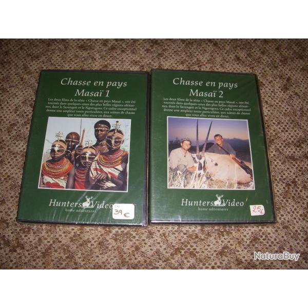 lot de 2 DVD de la srie HUNTERS VIDEO : CHASSES EN PAYS MASAI 1 & 2