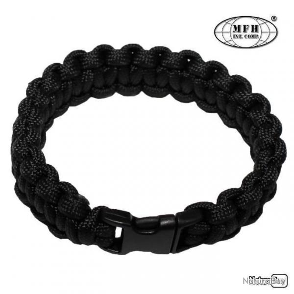 Bracelet Paracorde - Largeur 1,9 cm - Couleur Noir