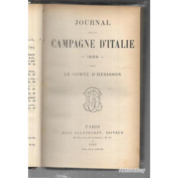 second empire , journal de la campagne d'italie 1859, par le comte d'hrisson