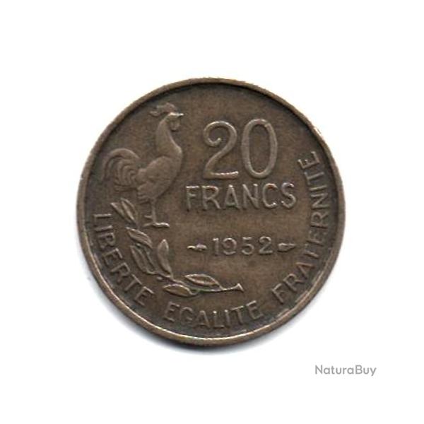 Pice de Monnaie France  20 francs G. Guiraud 1952