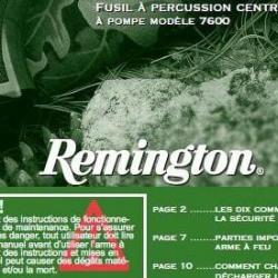 Notice d'utilisation et d'entretien Fusil Remington 7600
