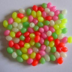 lot de 100  perles ovales multicouleur de 8 mm x 6 mm  pour montage ligne peche en mer