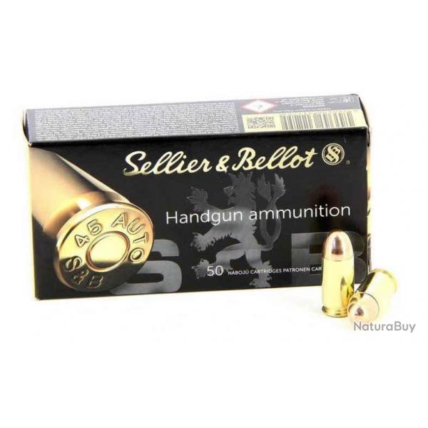 Boite de 50 munition 45ACP sellier Bellot  ou geco suivant arrivage