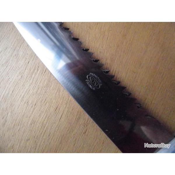 Noxi.Ancien grand couteau de chasse, lame inox, manche l'os cerf.NEUF .Vintage French hunting knife