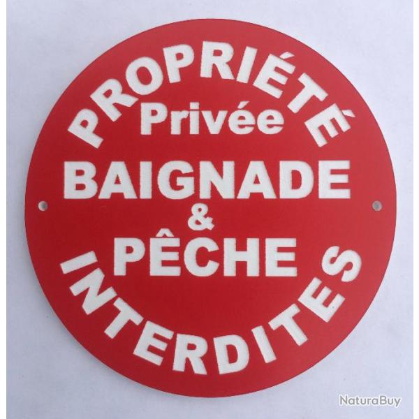 panneau PROPRIT Prive BAIGNADE & PECHE INTERDITES  300 mm signaltique