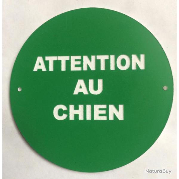 panneau "ATTENTION AU CHIEN"  VERT  150 mm signaltique