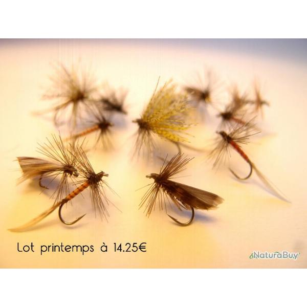 Lot de 12 mouches sches - spcial truite aux printemps