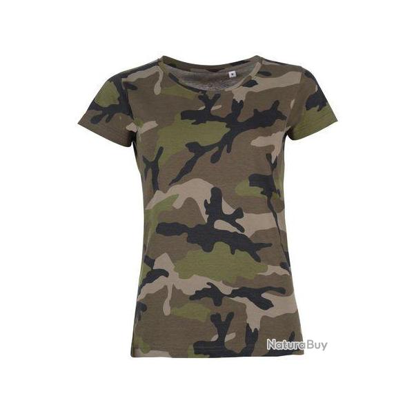 Tee shirt chasse femme camouflage