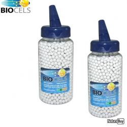 Billes airsoft 6 mm 0.15 g biodégradables Biocels - Verseur de 2000 billes - Lot de 2 pièces