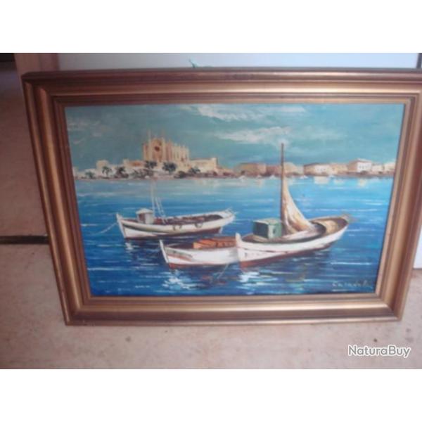 ancien tableau huile sur toile sign casadella 65 cm x 47 cm
