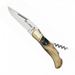 Couteau Laguiole chasse (Grande nature) tire-bouchon corne 12 cm [Arbalète G. David]