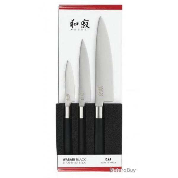 Coffret 3 couteaux "Wasabi black" Universel/Cuisine [Kai]