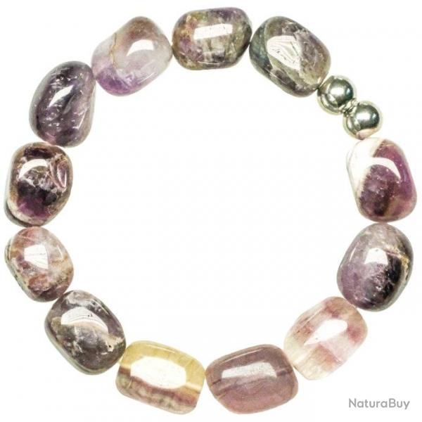Bracelet en fluorite violette - Grosses perles roules 1.5 cm