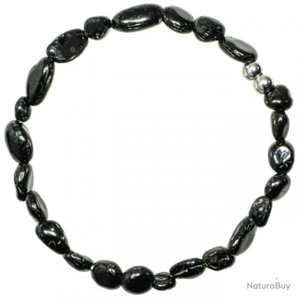 Bracelet en tourmaline noire - Perles roules 5  8 mm