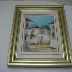 ancien tableau peinture a l'huile signée 22 cm x 27 cm