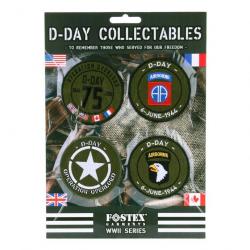 LOT DE 4 ECUSSONS PATCHS COLLECTION D-DAY FOSTEX BRODE THERMOCOLLANT