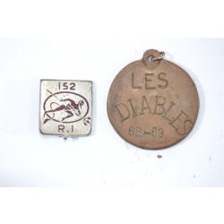 Insigne + médaille classe 1968-69 152 RI régiment d'infanterie LES DIABLES ROUGES. Fraisse G477