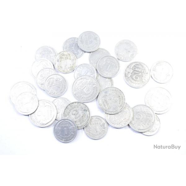 Lot monnaies Franaises en aluminium, annes 1945 - 1950. A trier