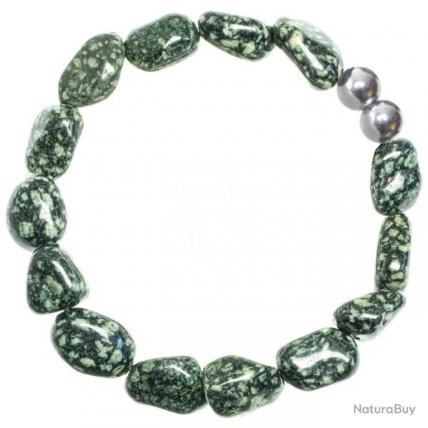 Bracelet en porphyre imprial vert - Perles pierres roules