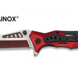 Couteau Pliant décoré  design rouge Lame de 8.7 cm