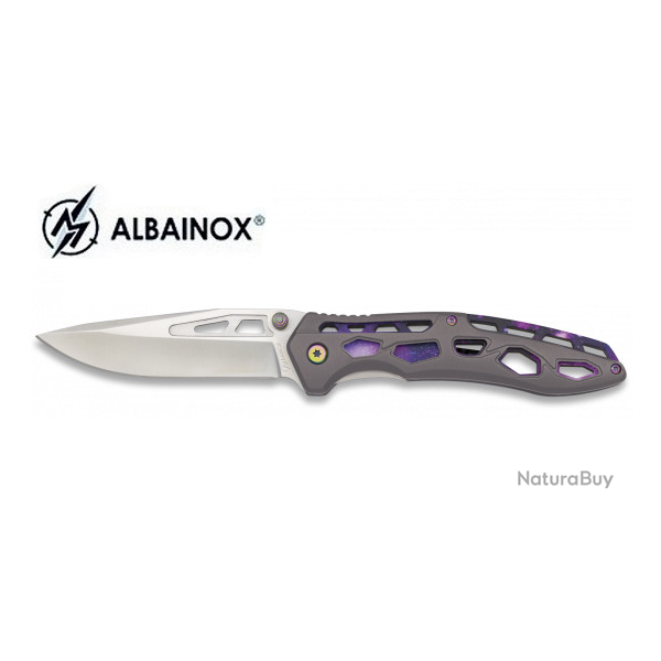 Couteau Pliant design taupe et violet Lame de 9.2 cm  offrir