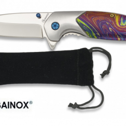 Couteau Pliant décoré design vague multicolore lame de de 7 cm