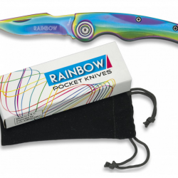 Couteau pliant de poche  lame  de 6.4 cm  « RAINBOW » couleur Arc en Ciel