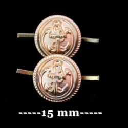 Lot de deux boutons à lamelles (15 mm ) Troupes de Marine finition dorure