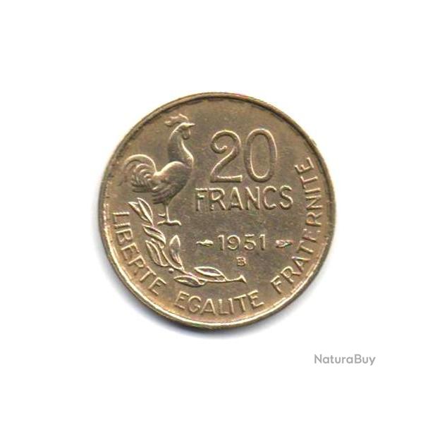 Pice de Monnaie France  20 francs G. Guiraud 1951 Beaumont Le Roger