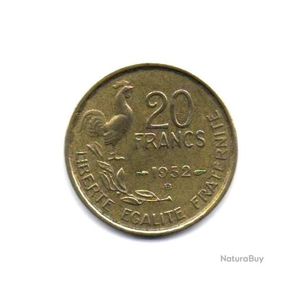 Pice de Monnaie France  20 francs G. Guiraud 1952 Beaumont Le Roger